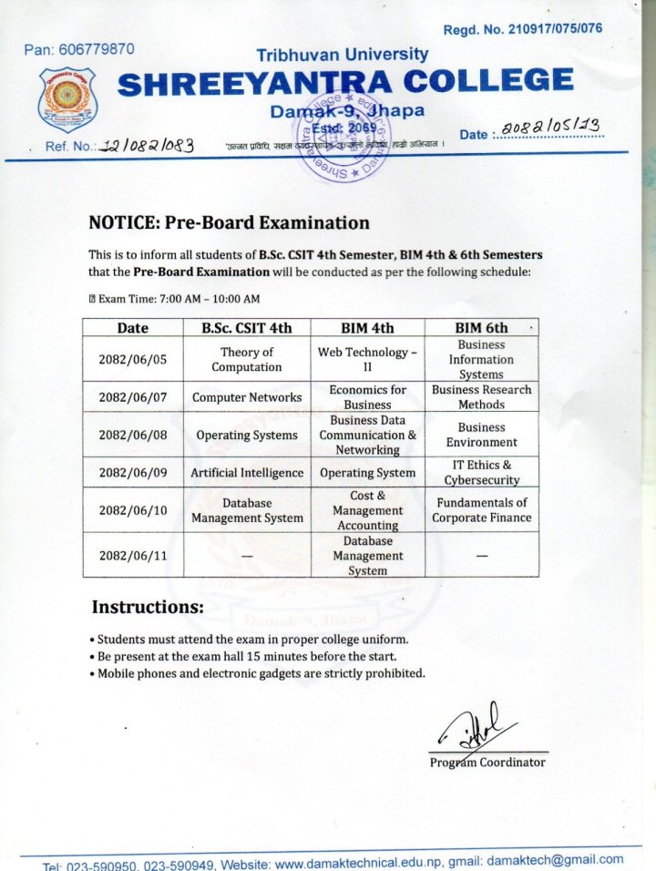 Pre- Board Examination 